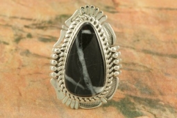 Genuine White Lightening Sterling Silver Native American Ring